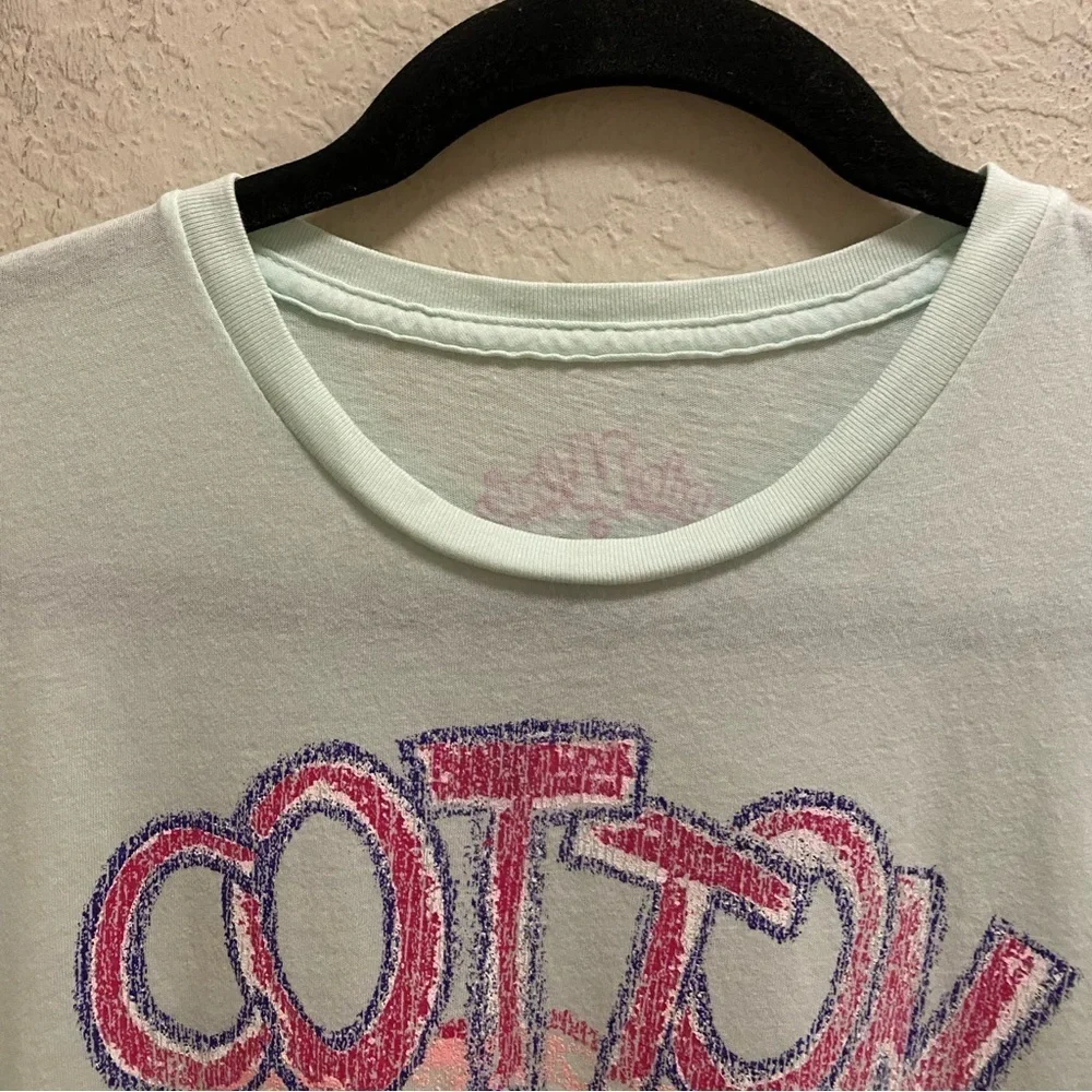 MadeULook Y2K Seafoam Green “Cotton Kandy” Short Sleeve Graphic Tee Size L